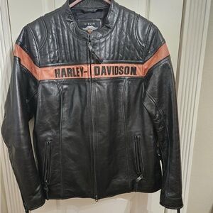 Harley-Davidson Black and Rust Bomber Jacket
